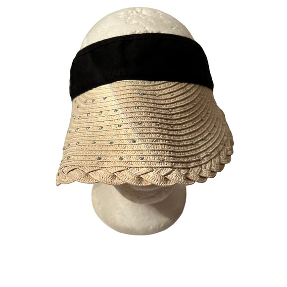 Maggie Lane Adjustable Hat Visor Sequins with Black Bow - Picture 5 of 8